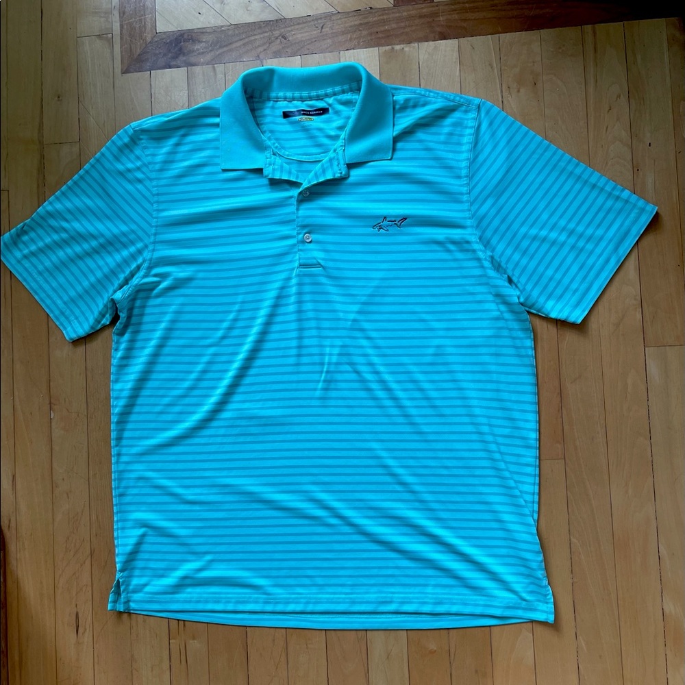 Greg Norman PlayDry Green Stripe Golf Shirt - Size XL